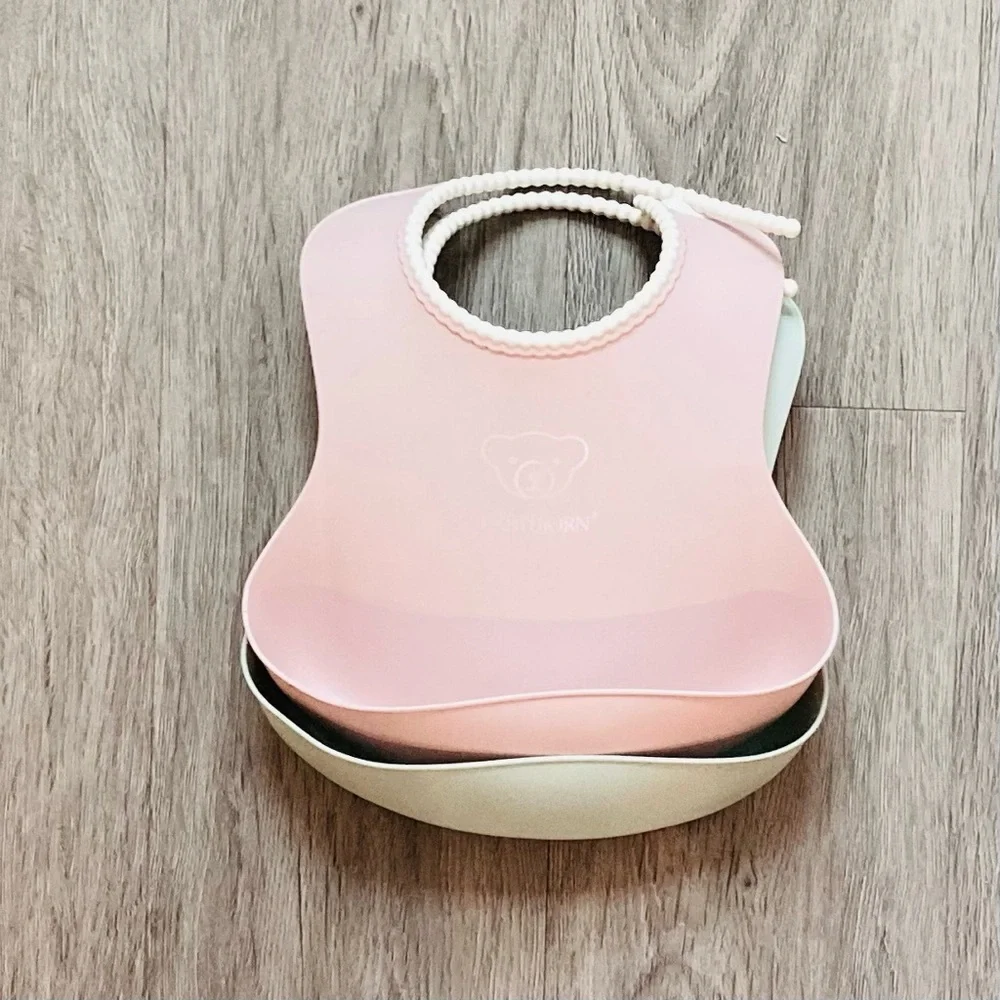 Baby Bjorn Silicone Baby Bib Set - Pink and Green